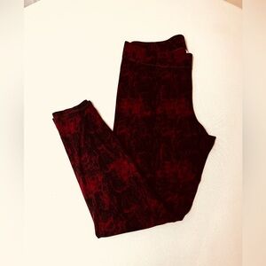 2/$20 - 14-16 Burgundy & Black Cozy Stretchy Leggings - Snakeskin Pattern, Soft
